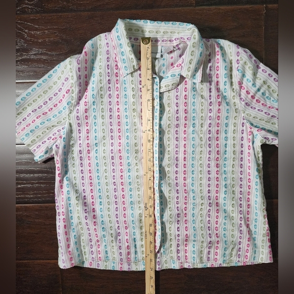 Alfred Dunner Womens Button Up Rainbow Casual Top - Picture 3 of 6